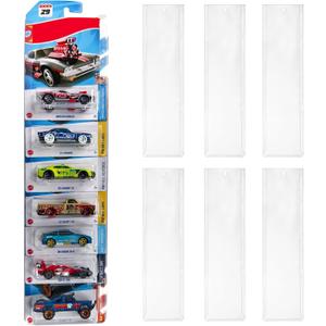 6 Pack Clear Model Car Display Case - Holds up to 60 Cars, Compatible with Hot-Wheels Packaged Diecast Blister, Toy Storage Organizer Wall Mount Display Case