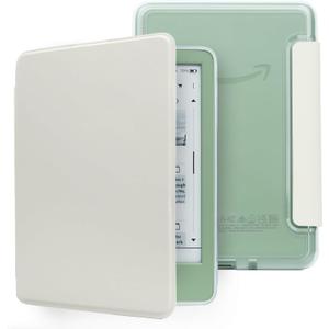 Case for 6" Kindle 11th Generation 2024/2022 Release, Light PU Leather Cover and Transparent Hard Back Shell,with Auto Sleep/Wake,Creamy White
