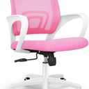 NEO CHAIR Office Desk Computer Chair Ergonomic Mesh Gaming Cushion Seat with Comfy Lumbar Mid Back Support Adjustable Height Swivel Rolling Wheels for Home Task (Pink)