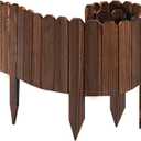 LINSHRY Wood Garden Edging, 7.9 in H x 3.9 ft L Wood Garden Fence for Landscape/Flower Bed Edging Borders, Garden Wooden Fence Edging (4 Pack, Total 15.6ft Length)