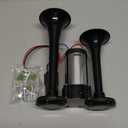 Upgraded 12V 600DB Air Horn Dual Trumpets, Super Loud Truck Train Horns Kit with Air Compressor for Any 12V SUV Motorcycle Trucks Pickup Lorries Trains Cars Boats