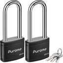 Puroma 2 Pack Keyed Padlock with 3 Keys, 2.5 Inch Locker Lock 40mm Heavy-Duty Locks for Gate Fence Hasp Cabinet Toolbox School Gym Locker (Black)