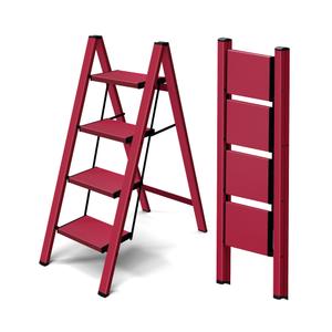 Taranta 4 Step Stool Foldable,Aluminum Step Ladder-Red