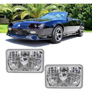 Chrome Crystal Semi-Sealed Headlights 4 x 6 Inch Glass Lens H4 HID LED Halogen High and Low Beam Replacement Kit (Pair)