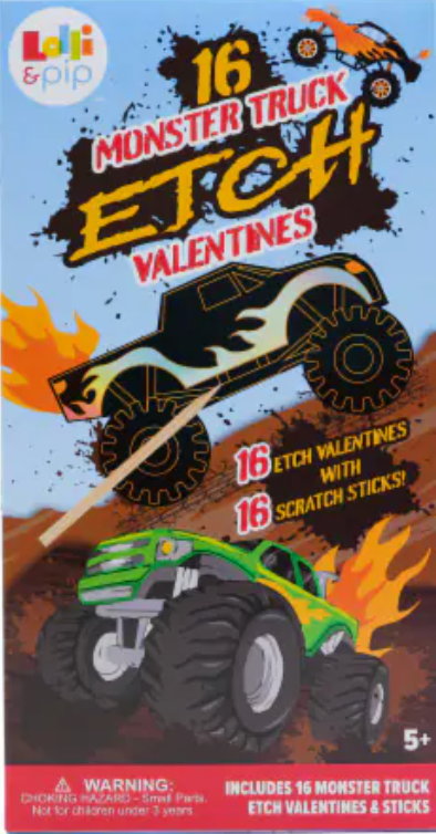 Loli & Pop 16 Monster Truck Etch Valentines 2 Pack