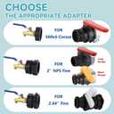275-330 Gallon IBC Tote Tank Adapter,3-Size IBC Tote Hose Adapter, 2.44" Fine, 2 "Fine, and 2" Coarse Thread,3/4" Male NPT Inlet 3/4" Male GHT Lead-Free Brass Hose Faucet Garden Hose Connector