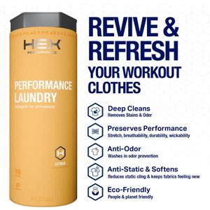 HEX Performance Laundry Detergent, Citrus Scent, 100 Loads Concentrated Activewear Detergent for Odor Removal, Sweat & Residue, HE Compatible, Eco-Friendly, Biodegradable Formula