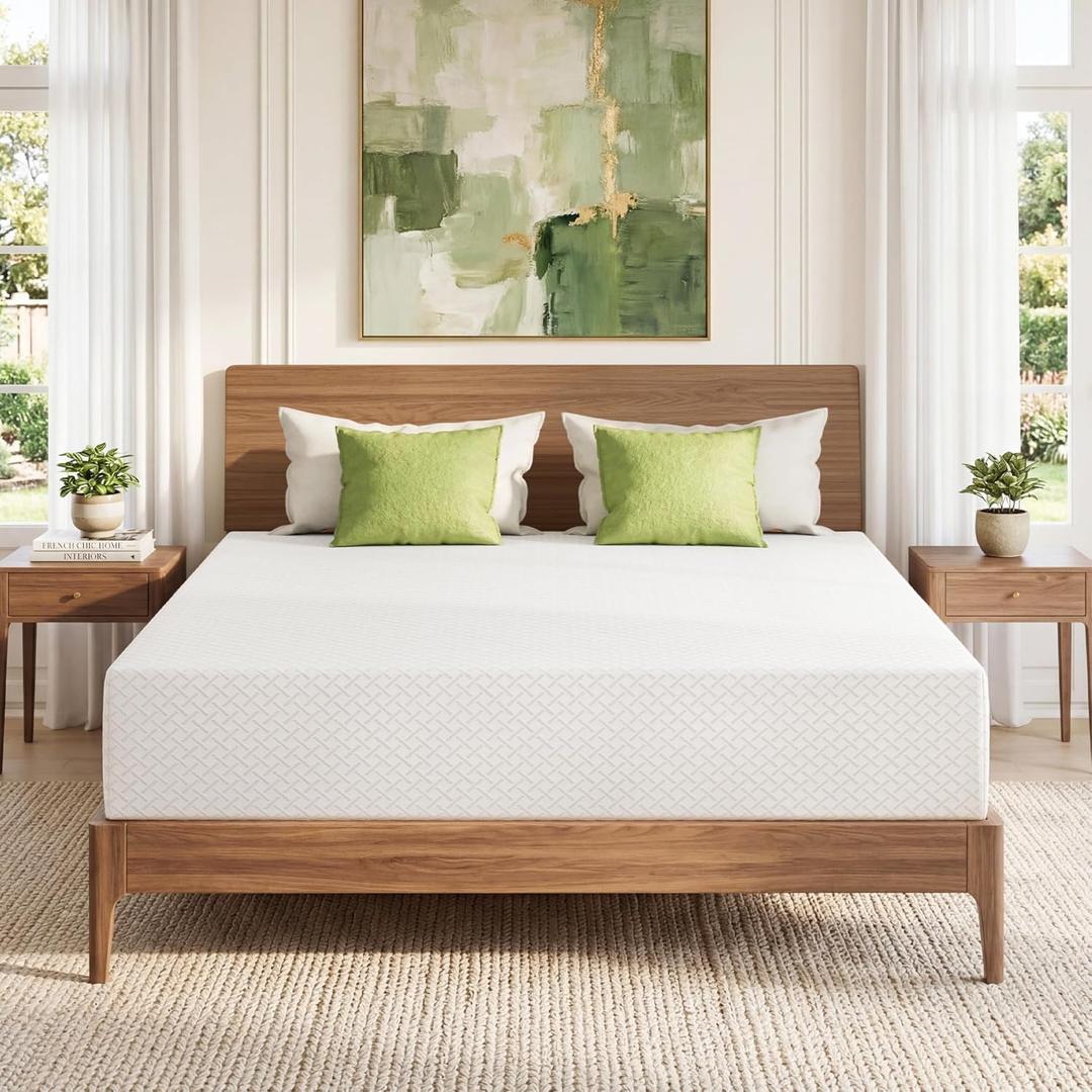 EGOHOME Twin XL Memory Foam Mattress, 10 Inch Bed Mattress in a Box with Cooling Green Tea Gel, Relieve Pressure with Medium Firm Support, CertiPUR-US Certified, 80''L x 38''W, White