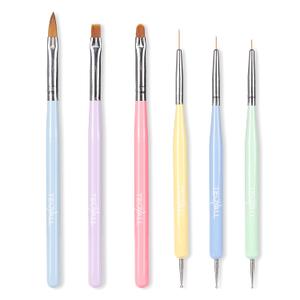 TEOYALL Nail Art Brushes, Nail Design Painting Brushes Builder Gel Brush Nail Dotting Tools Nail Fine Liner Brushes (Multicolor)