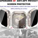 3 x 3 In 1 Waterproof Privacy Case for Apple Watch 10 With Band 46mm,Water Proof Face Cover Built-in Anti Spy Tempered Glass Screen Protector & Silicone Soft Bands for iWatch Series 10(Clear/White, 46mm)