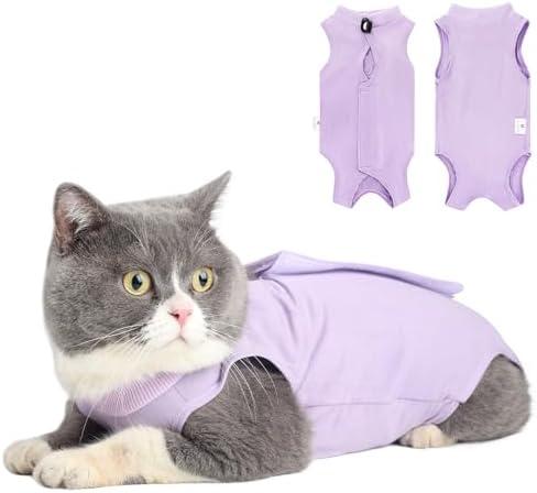 Cat Recovery Suit for Abdominal Wounds or Skin Diseases, Cat Onesie for Cats After Surgery Female Kitten Recovery Suit, Breathable E-Collar Alternative for Cats After Spay Anti Licking Wounds