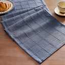 ZeeMart Linen Checked Table Runner, 13x72 Inches Blue, Textured Woven Farmhouse Table Runners 72 Inches Long, Slate Blue Plaid Dresser Scarf for Kitchen Dining Holiday Everyday Decor
