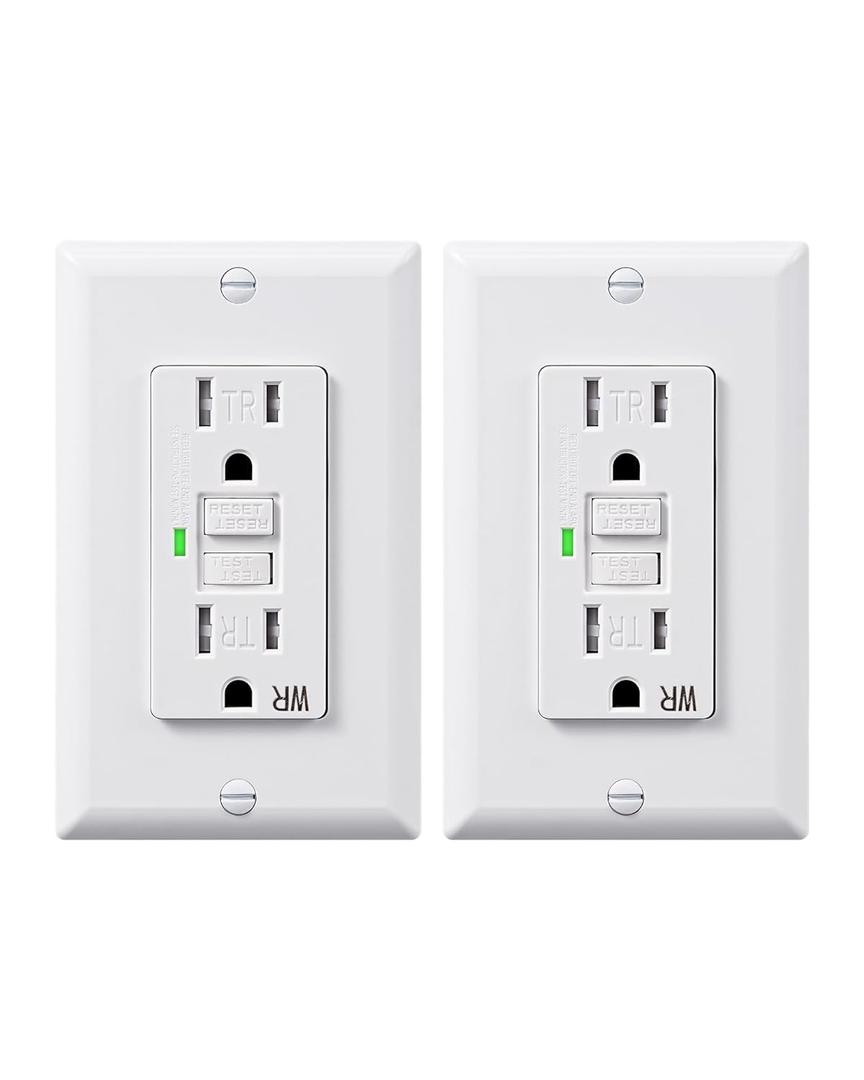 DEWENWILS 2 Pack 15 Amp GFCI Outlet, Self-Test GFI Receptacles with LED Indicator, Tamper Resistant & Weather Resistant, Wallplate and Screws Included, UL Listed, White