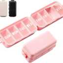 NEW Foldable Weekly Pill Organizer with Extra Grid, Cute & Portable 7 Day Pill Box 1 Time a Day, Week Daily Medicine Organizer - Large Travel Pill Case Holder Dispenser for Vitamin, Supplement - Pink