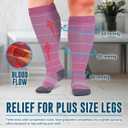 Doctor's Select 3 Pairs Plus Size Compression Socks Wide Calf | 20-30 mmHg Compression Socks for Women Wide Calf (Pink), 6X-Large