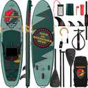 Retrospec Weekender Plus 10' Inflatable Stand Up Paddleboard Double Layer PVC iSUP Bundle w/Carrying case, 3 Piece Adjustable Aluminum Paddle, 3 Removable fins, Pump, and Cell Phone case