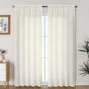 Lecloud Bessie Ivory Curtains 84 Inches Long 2 Panels, Rustic Light Filtering Faux Linen Curtains, Breathable Dual Rod Pocket Drapes for Bedroom Living Room Window Treatments, Each 50" W x 84" L