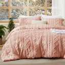 Bedsure Tufted Boho Comforter Set Queen Size - Light Pink Boho Bed Set, GentleSoft 3 Pieces Farmhouse Shabby Chic Embroidery Bedding, Gifts for Woman, Soft Jacquard Queen Comforter for All Seasons