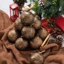 24 Pcs Farmhouse Christmas Ball Ornaments 3.15'' Vintage Antique Gold Christmas Tree Decor Rustic Distressed Neutral Ornaments with Loop Shatterproof Hanging Ball for Farmhouse Xmas Decor