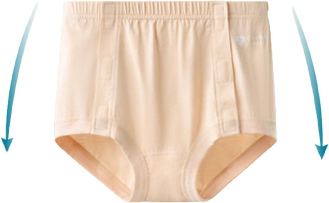 Post Surgery Tearaway Underwear for Women, Reusable Stick-On Briefs, Incontinence & Elderly Care, Hip Knee Surgery, Breathable Cotton, Yellow2XL