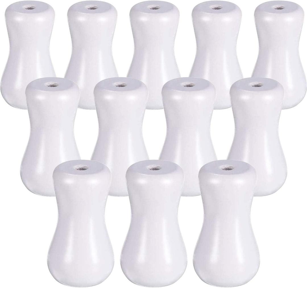 Boao 6 Pieces White Blind Pull Cord Knobs 1.26 inch x 0.75 inch Wood Tassels Window Blinds Wooden Cord Tassels Hanging Ball Pulls for Curtain Craft.
