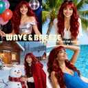 Long Red Wigs with Bangs 26Inch Wavy Curly Hair for Women Tangle Free Beginner Friendly Soft Natural Looking Wigs for Daily Party Use
