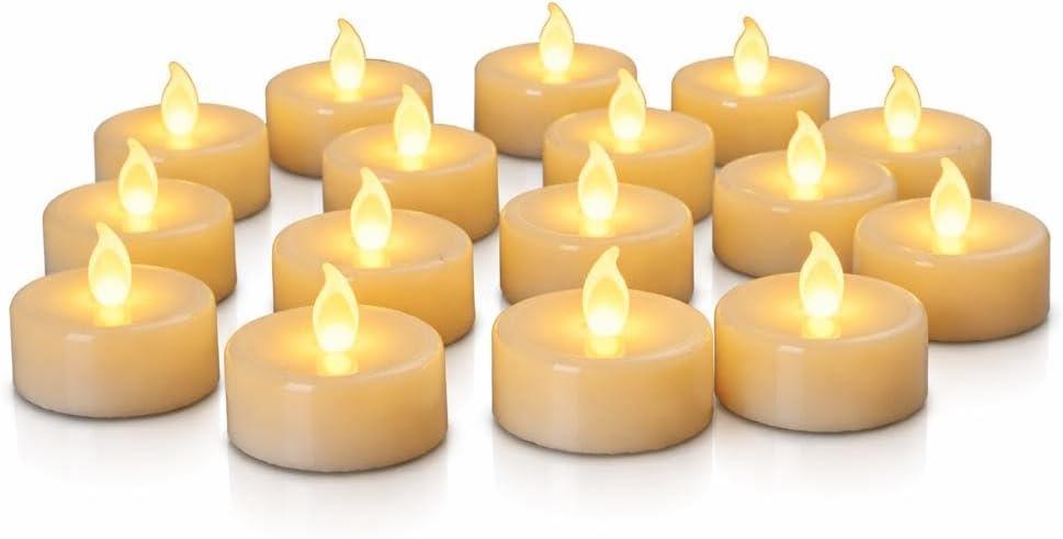 Candle Lights,24 Pack Realistic and Bright Flickering Battery Operated Flameless LED Tea Light Candles, 200+ Hours led tealights in Warm Yellow for Wedding,Halloween,Festivals,Party Decoration