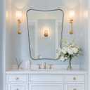 ANDY STAR 24x32 Inch Gold Mirror, Bathroom Vanity Mirror, Antique Brass Wall Mirror, Unique Irregular Wall Mirror with Sophisticated Curved Design Ideal for Home Decor, Anti-Rust
