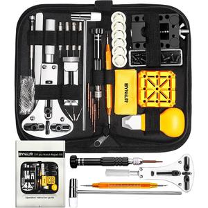 Watch Link Removal Kit, BYNIIUR Watch Repair Kit, Watch Case Opener Spring Bar Tools, Watch Battery Replacement Tool Kit, Watch Band Link Pin Tool Set with Carrying Case and Instruction Manual (Black)