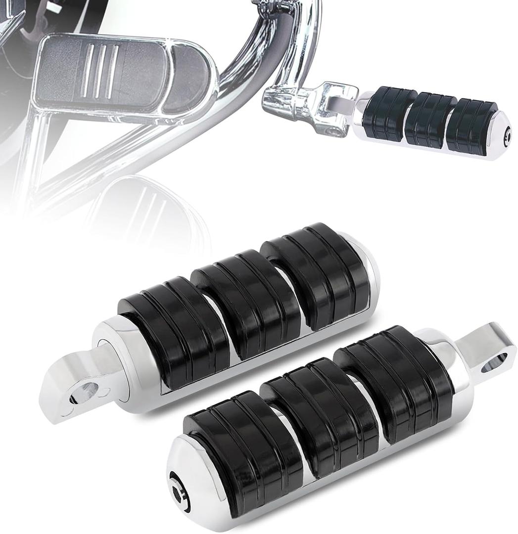 INNOGLOW Motorcycle Foot Pegs Footrest Aluminum Black Rubbe Anti Vibration Footpegs Male Mount Pegs for Harley Davidson H-D 8000 8002