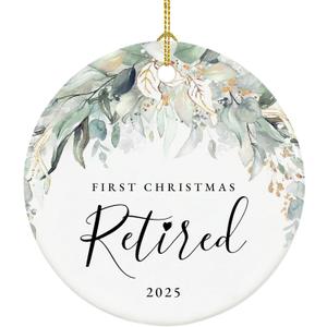 Retirement Christmas Ornament 2025, First Christmas Retired Ornament 2025, Retirement Gifts for Women 2025, 2.9" Ceramic Retired Gifts Keepsake