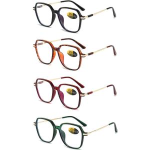 4 Pack oversized Reading Glasses Blue Light Blocking for Women Men Computer Readers Fashion Eyeglasses