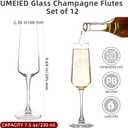 UMEIED 7.5 Oz Champagne Flutes Set Of 12, Long Stemmed Crystal Clear Champagne Flute Glass Set, Sparkling Wine Glasses for Home Party Wedding Birthday Housewarming Gifts