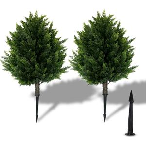 16.5inch Height Artificial Cypress Topiary Breathe Life & Lushness into Any Space Lifelike UV-Resistant Great for Indoors & Outdoor - Easy to Install, Set of 2