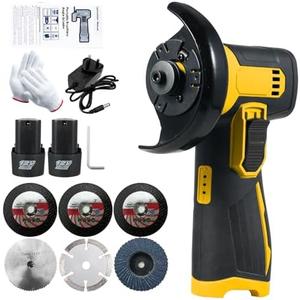VISLONE 12V Cordless Brush Angle Grinder Kit, Grinding Disc 3 Inch/76mm, Lightweight Angle Grinder Tool 2PCS 1300mAh Lithium-Ion Battery Charger 6PCS Cutting Discs