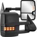2PCS Black Towing Mirrors Power Heated LED Compatible for 2007-2013 Chevy Silverado Suburban Tahoe Compatible for GMC Sierra 1500 2500 3500 HD Yukon XL w/Spot Light, Clearance Lamp
