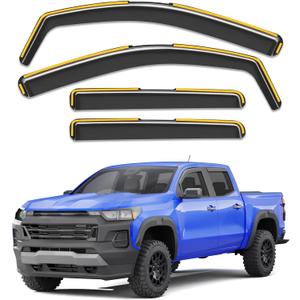 in-Channel Rain Guards Fit for Truck Chevy Colorado/GMC Canyon 2023 2024 2025 2026 Crew Cab Window Rain Guards Visors Vent Visors Window Deflector Vent Shades Car Accessories -4 pcs