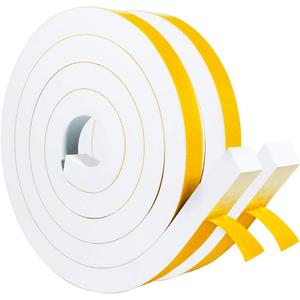 Yotache White High Density Foam Tape 1" x3/4" for Windows Air Conditioner Insulation Seal, Weatherstrip, AntiVibration, Shockproof Protection, Total 13 Ft (2 X 6.5 Ft Each)