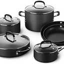 Calphalon 10-Piece Non-Stick Kitchen Cookware Set, Black Pots & Pans with Stay-Cool Stainless Steel Handles, Hard-Anodized Aluminum for Even Heating, Black