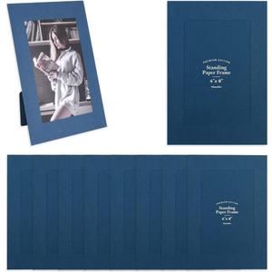 Monolike Premium Standing Paper Photo frame 4x6 Navy 10pcak - Fits 4x6 Pictures
