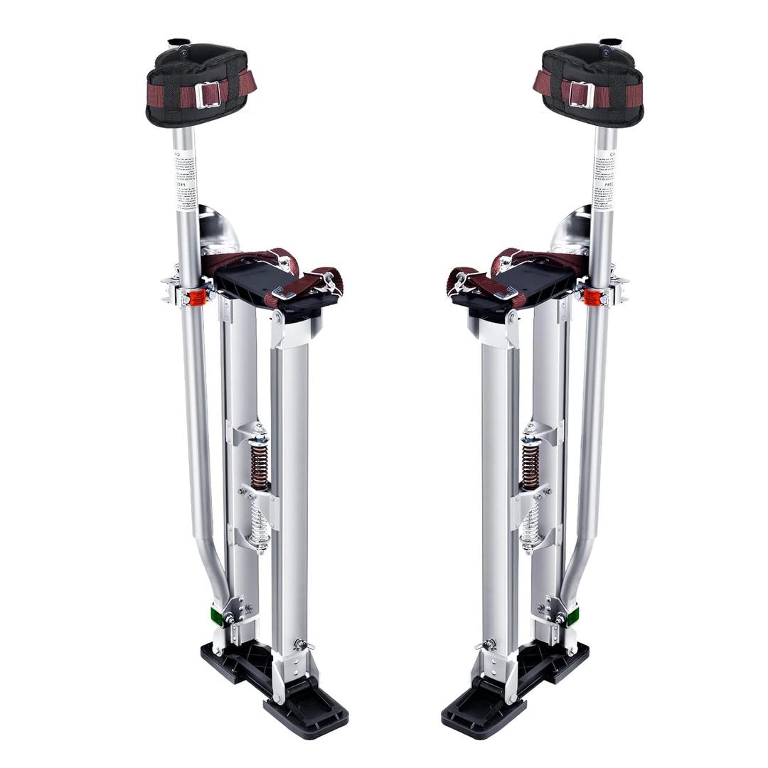 VEVOR Drywall Stilts, 24''-40'' Adjustable Aluminum Tool Stilts with Protective Knee Pads, Durable and Non-Slip Work Stilts for Sheetrock Painting, Walking, Taping, Silver
