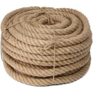 Natural Jute Twine Strin, Bulk Hemp Jute Rope Ideal for Tug of War, Deer Hunting, Nautical, Crafts, Swing, Packing Material Burlap Ribbon, Christmas Knitting Macrame Decoration(35mm/100 Feet)