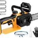 Mini Chainsaw Cordless Compatible for Dewalt 20V Battery (Without Battery) 12 Inch Handheld Brushless Electric Chainsaw with Auto Oiler & Security Lock, for Wood, Trees Cutting (Tool Only)