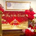 Joy to The World Backdrop for Christmas Red 8x6FT Xmas Snowflake Jesus Photography Background Winter Holiday Party Decorations Supplies Portrait Photo Props