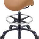 Coczeb Saddle Salon Stool with Footrest,Heavy Duty, Adjustable Height, Rolling Esthetician Chair for Tattoo Spa Medical Dentist Clinic(Brown)