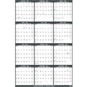 Yearly Wall Calendar 2026 - Large Yearly Calendar 2026 Vetical, Jan 2026 - Dec 2026, 25.2" x 38.2" (Open), 2026 Calendar, Large Wall Calendar 2026, Full Year Paper with Notes, Thicker Paper
