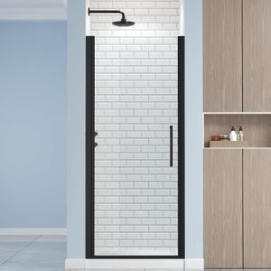 ENSO SENKA Frameless Pivot Shower Door 32.8-34" W X 72" H, 1/4" (6mm) Clear SGCC Tempered Glass, Hinged Pivot Swing Shower Door, Reversible Installation, Easy to Clean, Matte Black