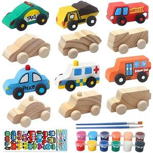 ColCospie Wooden Cars to Paint for Kids,Come with 12pcs DIY Wooden Cars for 12pcs of Color Pigments and 1pcs Car Styling Sticker ColCospie Wooden Cars to Paint for Kids,Come with 12pcs DIY Wooden Cars for 12pcs of Color Pigments and 1pcs Car Styling Sticker