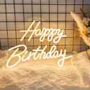 Happy Birthday Neon Sign, Happy Birthday Light Up Sign, Neon Happy Birthday Sign, Happy Birthday Led Sign for Backdrop All Birthday Party Decoration USB Powered Warm White,16.5"x 12" (Plug not provided)