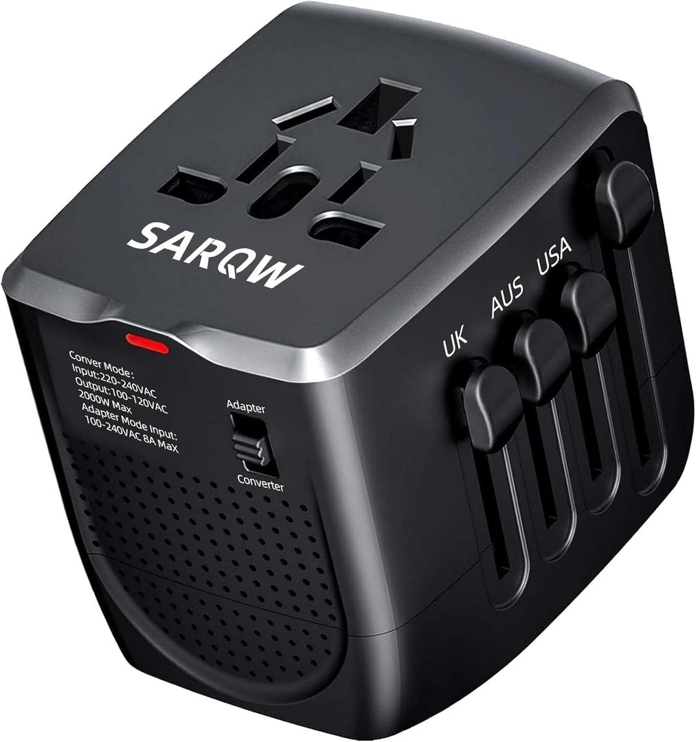 SARQW Travel Converter Adapter Voltage Converter That Steps Down 220 Volts to 110 Volts for use in Over 200 Countries, Including The U.S., U.K., Europe, and Australia
